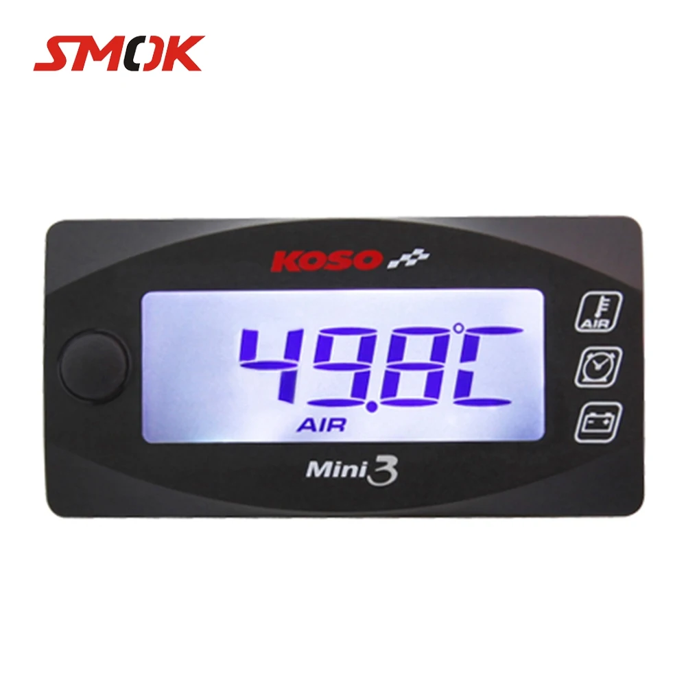 

SMOK Universal Motorcycle Multi-Function Mini 3 Digital Air Temperature Thermometer Time Voltmeter Water Meter Gauge For KOSO