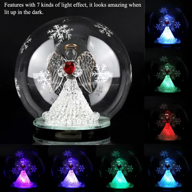 Christmas Angel Model LED Night Light Glass Ball LED Table Lamp Christmas Birthday Holiday Kids Gifts Home Office Decoration