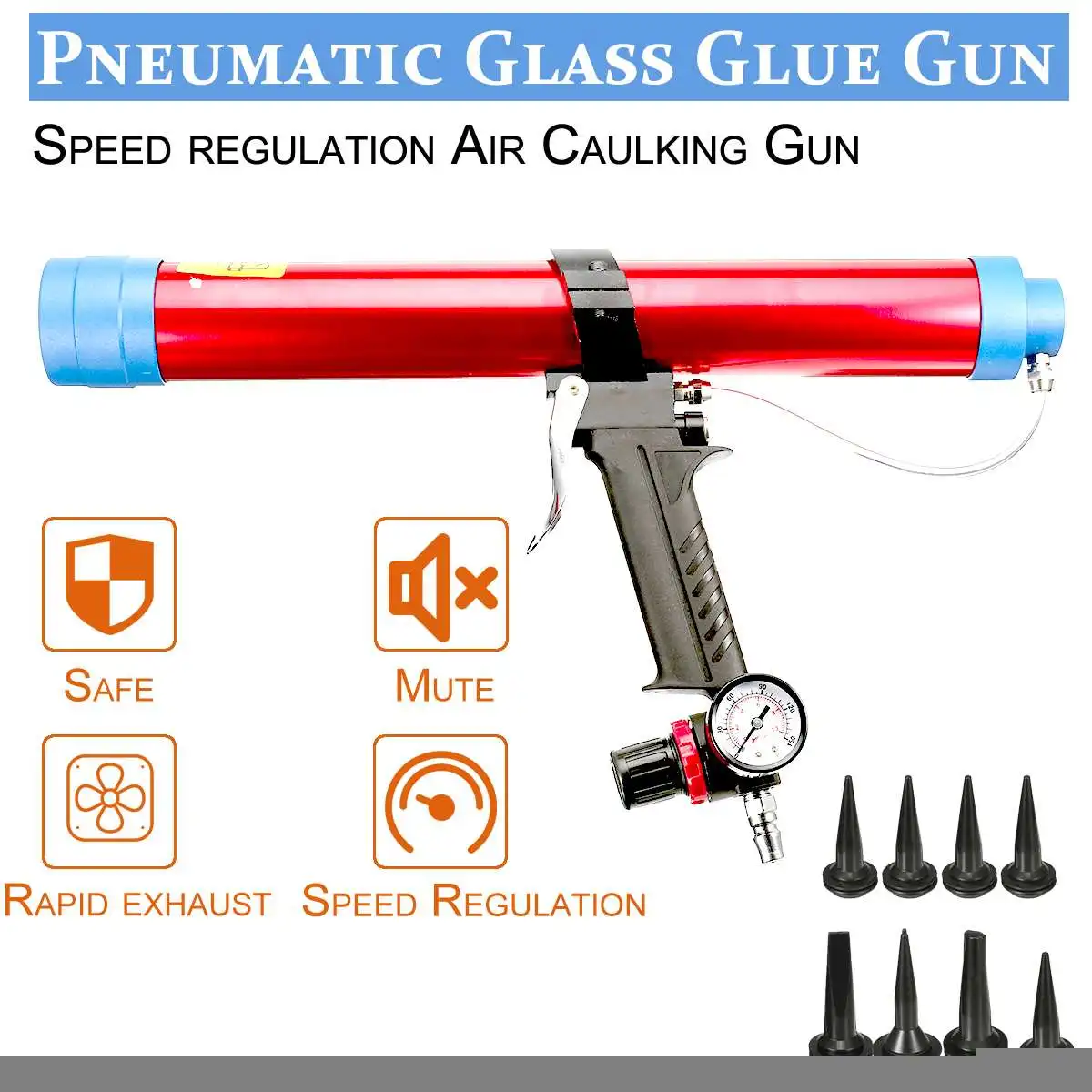 

600ml Glass Glue Caulk Guns Air Rubber Pneumatic Caulking Gun Pistol with Pistons Tool Caulking Glass Silicone Tools