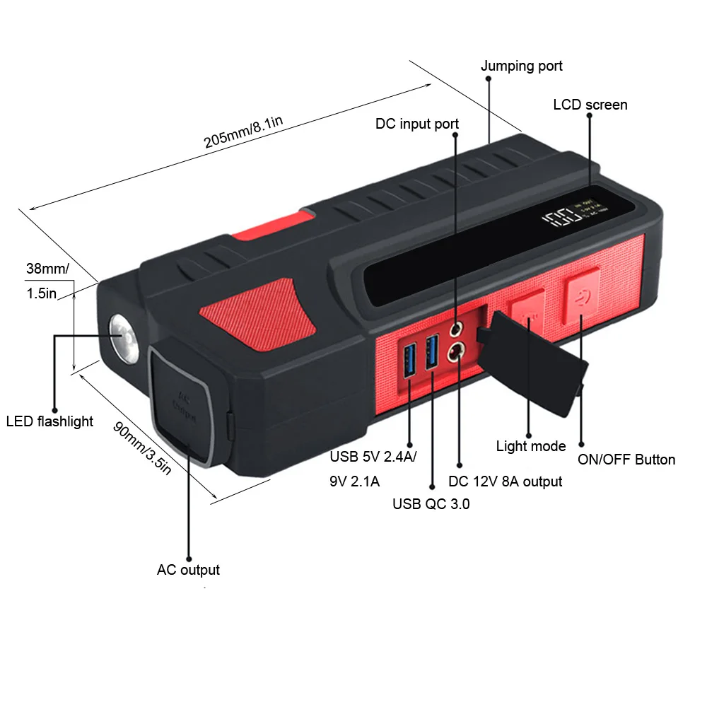 1000A Car Jump Starter Battery Pack 85W Portable Generator Power Station Home Camping Emergency Power Supply 110V 220V AC DC 12V 1000A Car Jump Starter Battery Pack 85W Portable Generator Power Station Home Camping Emergency Power Supply 110V 220V AC DC 12V