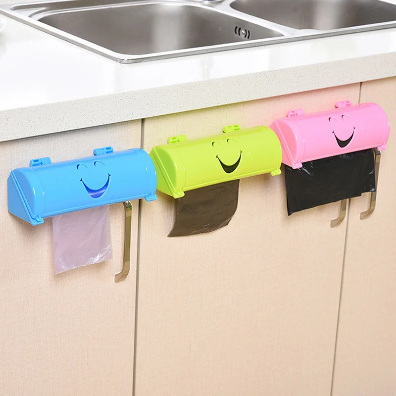 Wallmounted Bathroom Case Storage Box Plastic Bag Bins Garbage Kitchen Trash Bags Home Storage Organization