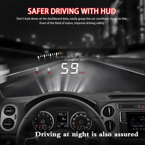 Car Head Up Display OBD2 II HUD Projector Speedometer MPH KM//h Speed Warning CHZ