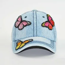 Новые бейсболки женские цветные большие берет с бабочкой из денима со стразами Snapback cap Casquette на открытом воздухе шляпа от солнца