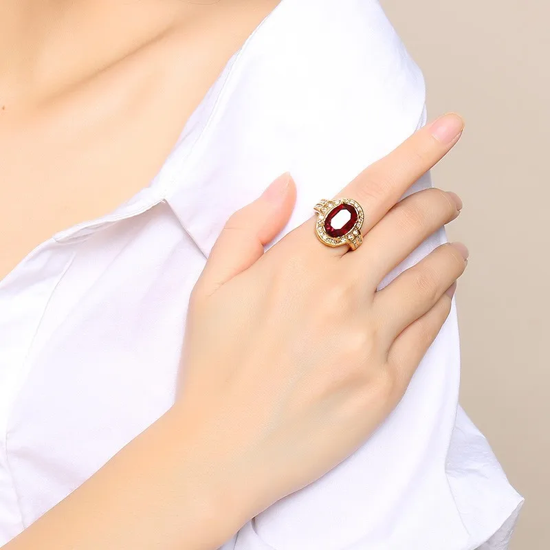 Vnox Винтаж красота обручальные кольца для женщин Bling Красный CZ камень вечерние кольца подарок для нее