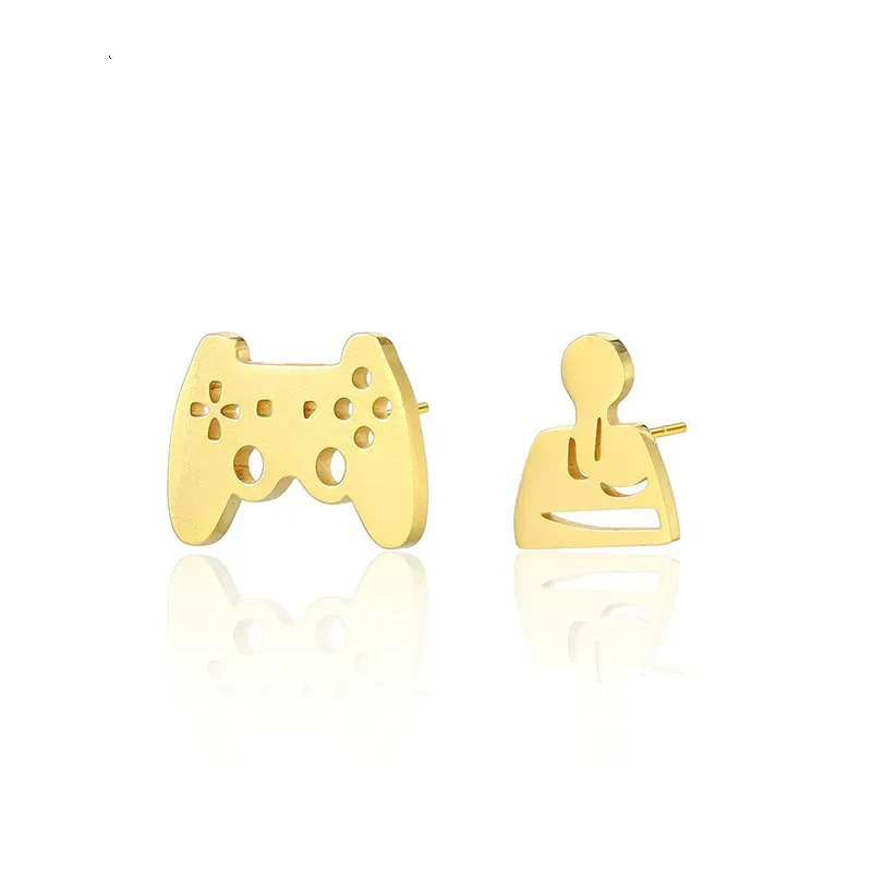

Stainless Steel Gold Joystick Stud Earrings Jewelry Gamer Controller Earrings For Game Player Cg Quadratic Element