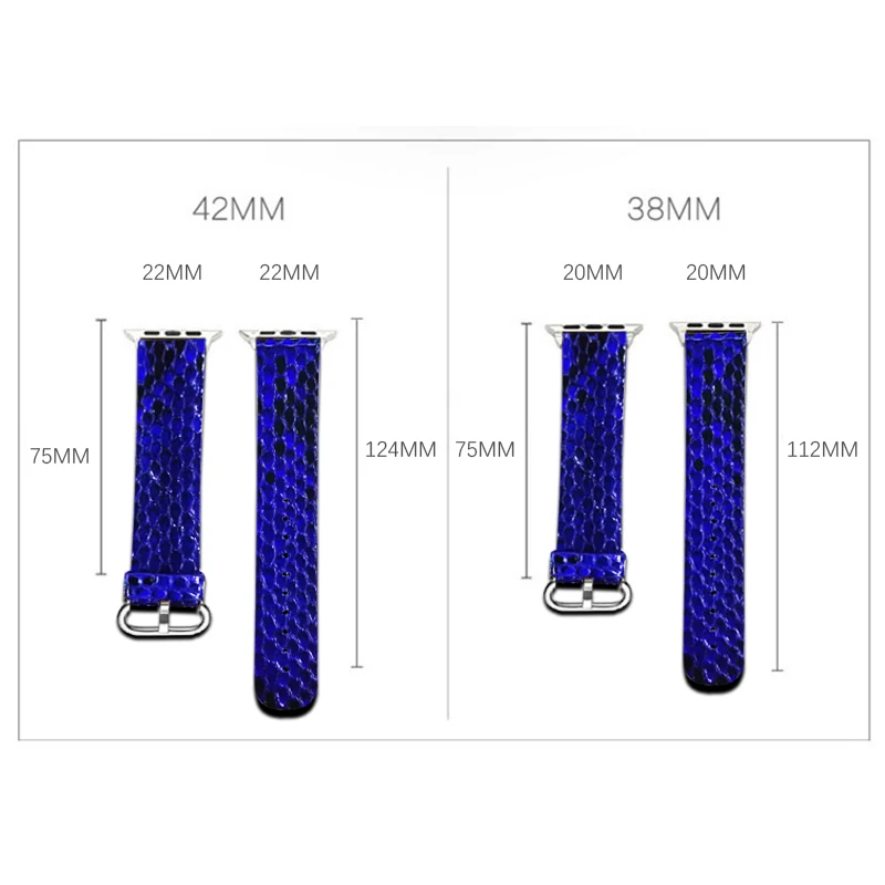 For Apple Series 4 Watchbands Newest Genuine Snake Skin Leather Watch Band Ultra-Slim Wrist Strap For Apple Watch Series 1 2 3