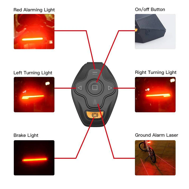 

Intelligent Mountain Bike Bicycle Remote Control Tail Rear Light USB Charging