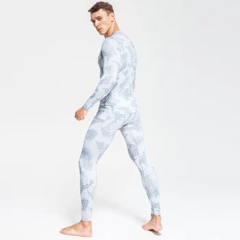

Camouflage Fitness Suit Set Men's Winter Warm Jogger T-Shirt + Pants compression Elastic MMA rash guard Hot Underwear base layer