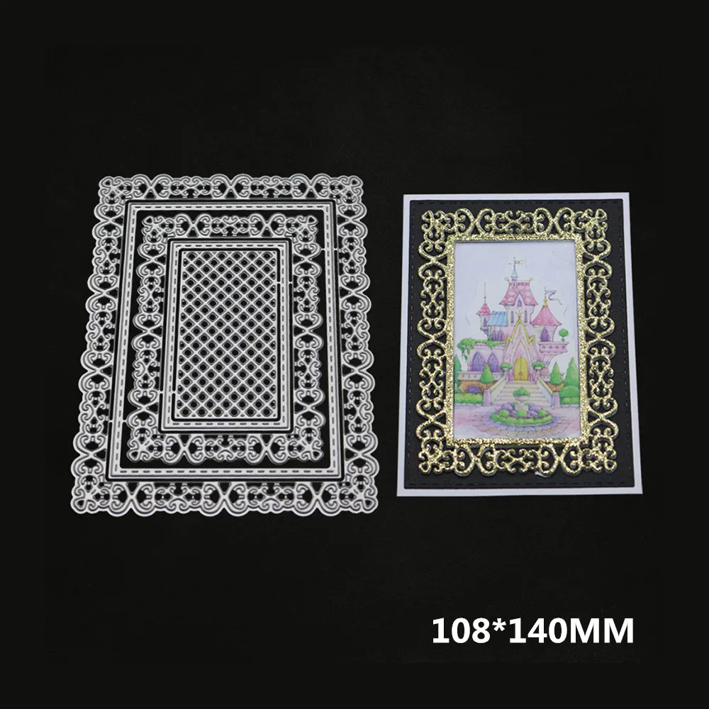 

108*140MM lace frame rectangle Swovo Scrapbooking Metal Cutting Dies Stencil Paper Card Embossing Craft