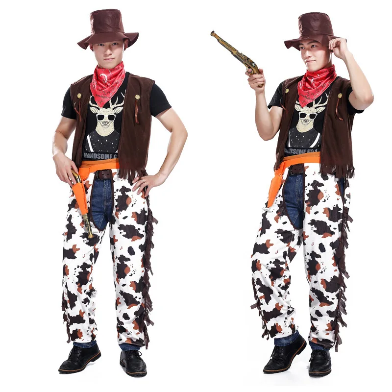 Halloween Party Cowboy Costume For Adult Men And Women Cowgirl