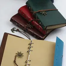 Cuaderno de cuero PU para viajero diario Retro espiral cuaderno Bloc de notas Vintage pirata anclas cuaderno r60