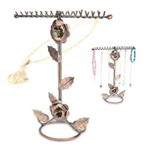 Роза цветок ювелирных изделий Дисплей Стенд двойной крюк дизайн ожерелье браслет дисплей стойки
