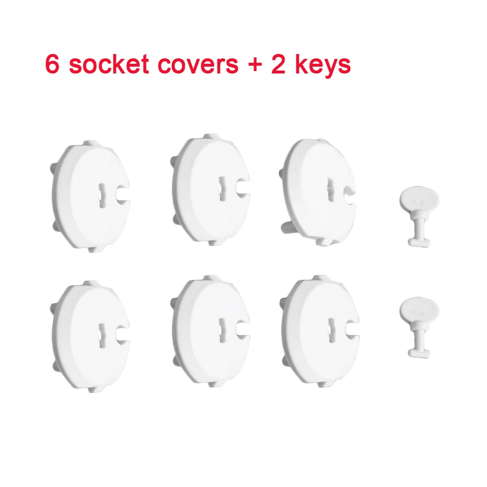 

6PCS Socket Cover+2PCS Key Protection Cover Anti-electric Shock Outlet Childproof Set Plug Security For Home Socket Baby Safety