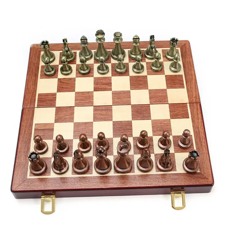

New Design 3 in 1 Zinc Alloy International Chess Set Board Travel Games Chess Backgammon Draughts Entertainment