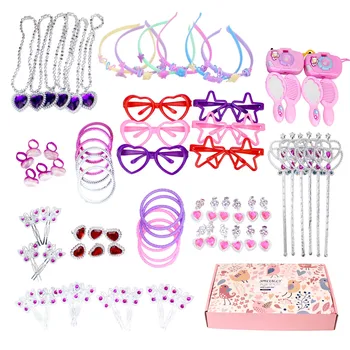 

Kids Girls 72pcs 12 Styles Bracelets Necklaces Hair Accessories Jewelry Dress up Beauty Makeup Pretend Play Toys New Years Gifts