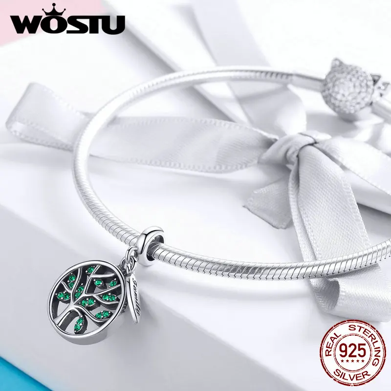 WOSTU Frühling Sammlung 925 Sterling Silber Lebensfähig Baum Charms Fit Armband & Armreifen Trendy Echtem S925 Schmuck Geschenk CQC947