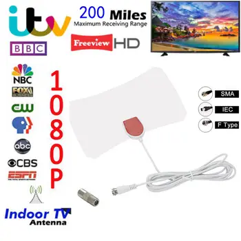 

Hot 2019 1080P Digital HDTV Indoor Freeview Antenna TV Aerial 200Mile Range-Thin