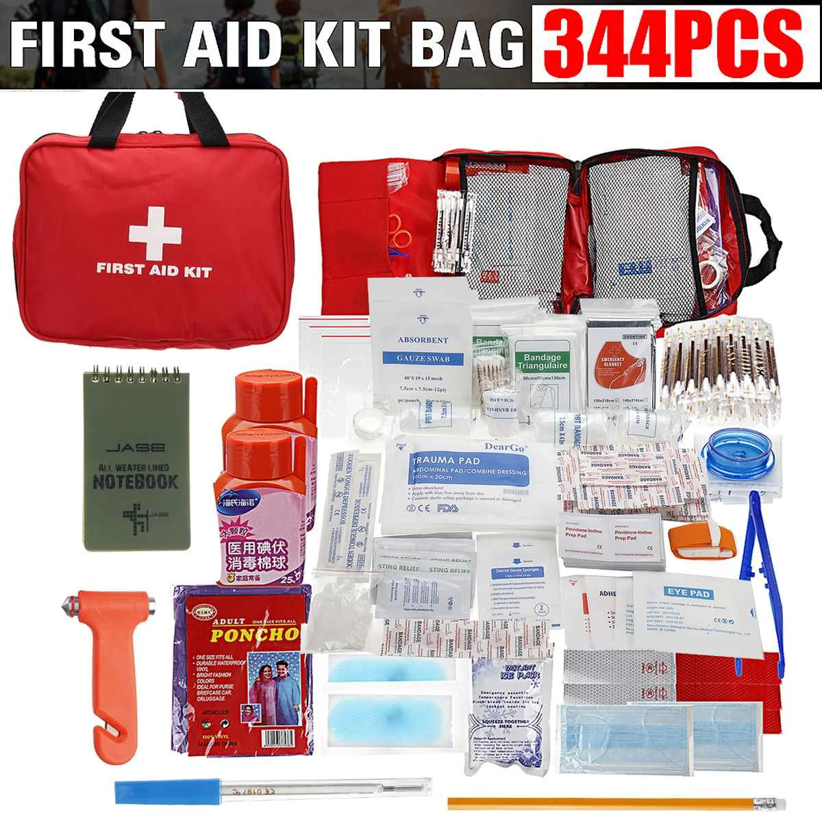 

344Pcs/Set SOS Emergency Camping Survival Equipment Outdoor Gear Tactical Tool Lightweight Practical for Self-help Family Life
