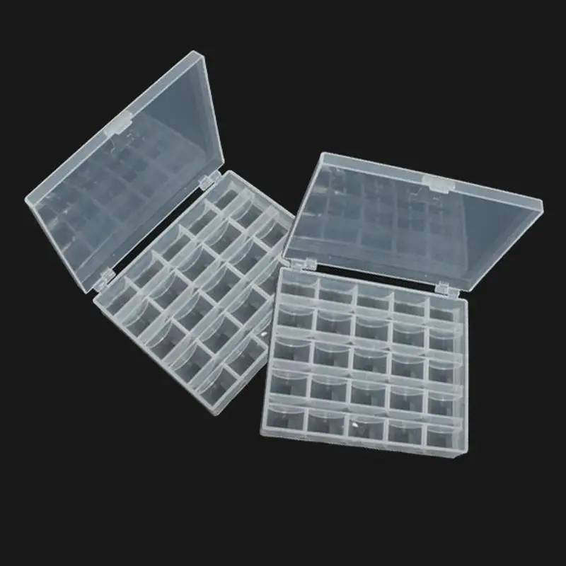 

2Pcs Clear 24 Grids Sewing Machine Empty Bobbins Storage Case Spools Organizer Needlework Accessories