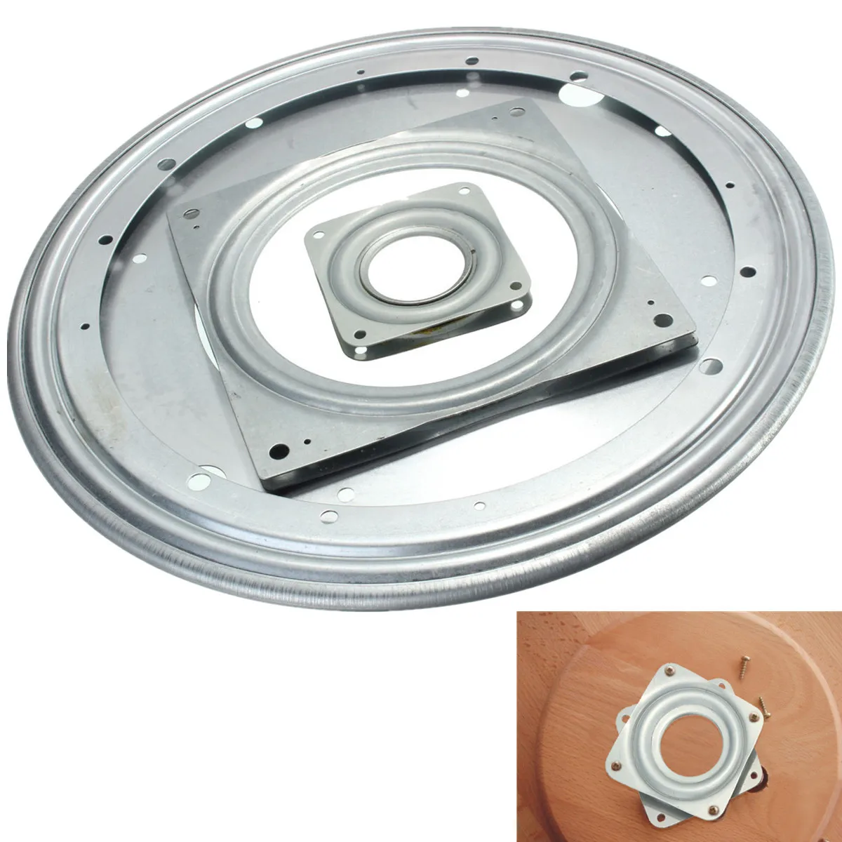 

3 SIze Heavy Metal Bearing Rotating Swivel-Turntable Plate For TV Rack Desk Table Smoothly Square/Round for Corner Cabinets