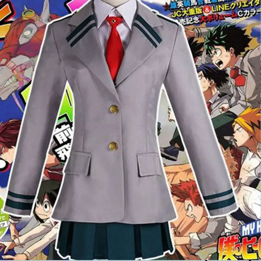 Boku no hero academia Косплей куртка брюки юбка парик tsuyu мой герой очако урарака костюм