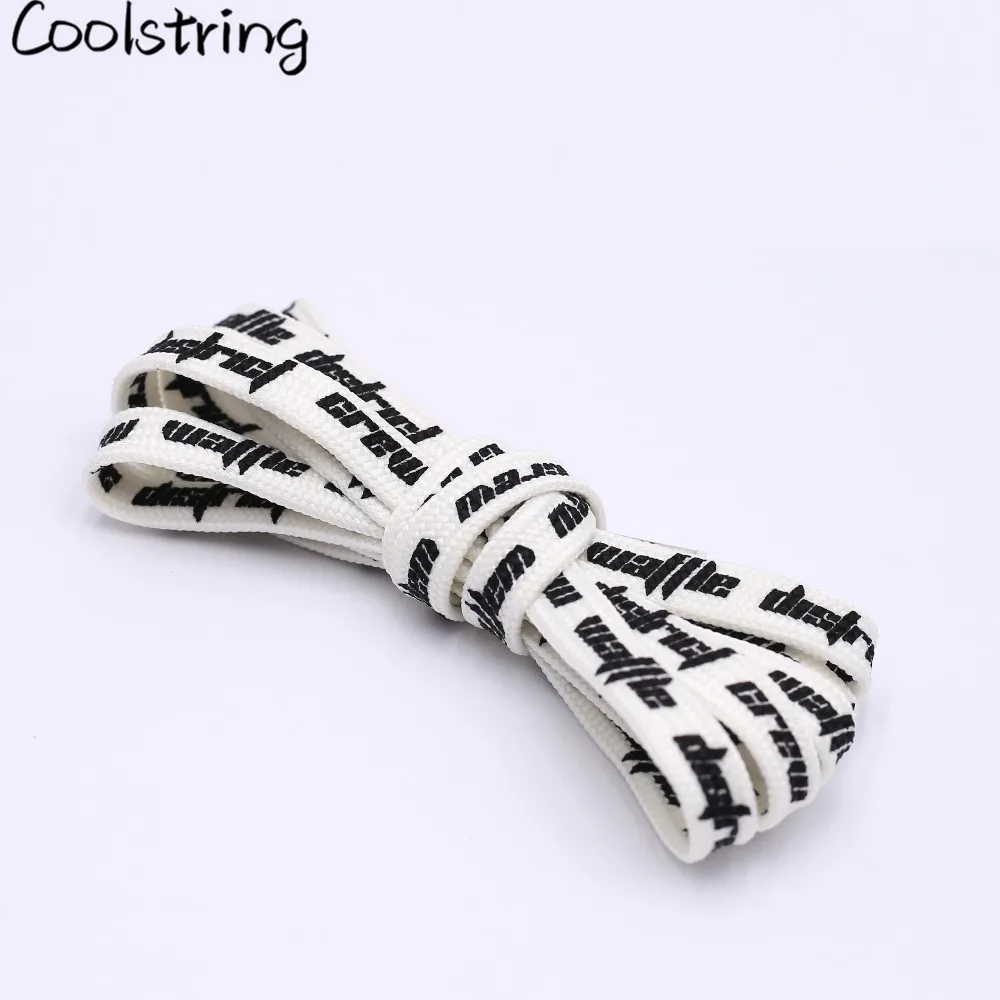 Coolstring Double-sided Screen Printing Waffle District Crew Laces Beige Black Authentic Sports Shoelace Clothing Accessories