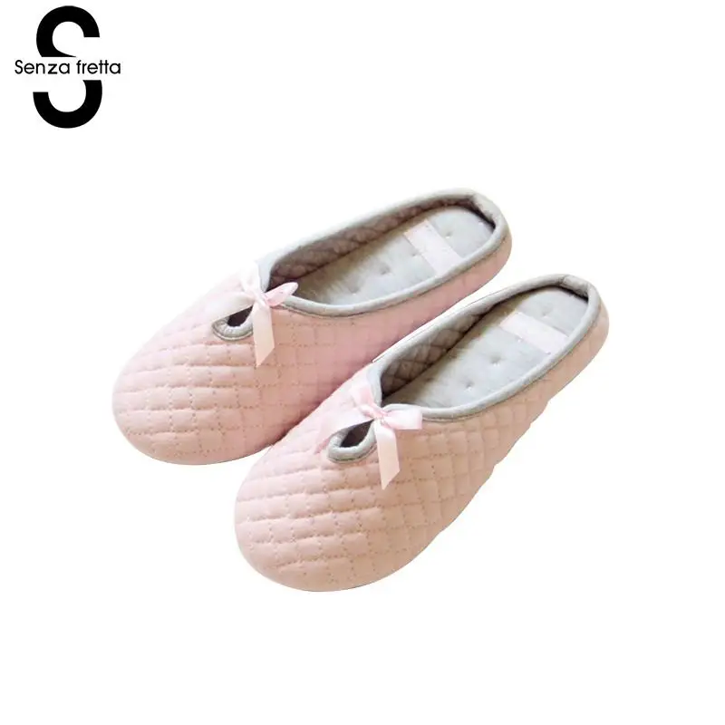

Senza Fretta Winter Warm Slippers Soft Bottom Cotton Warm Slippers Adult Guests Office Home Slippers Confinement Shoes Women