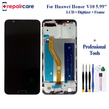 Для huawei Honor V10 BKL-AL20 для Honor View 10 ЖК-экран дисплей сенсорный дигитайзер рамка+ отпечатков пальцев кнопки home
