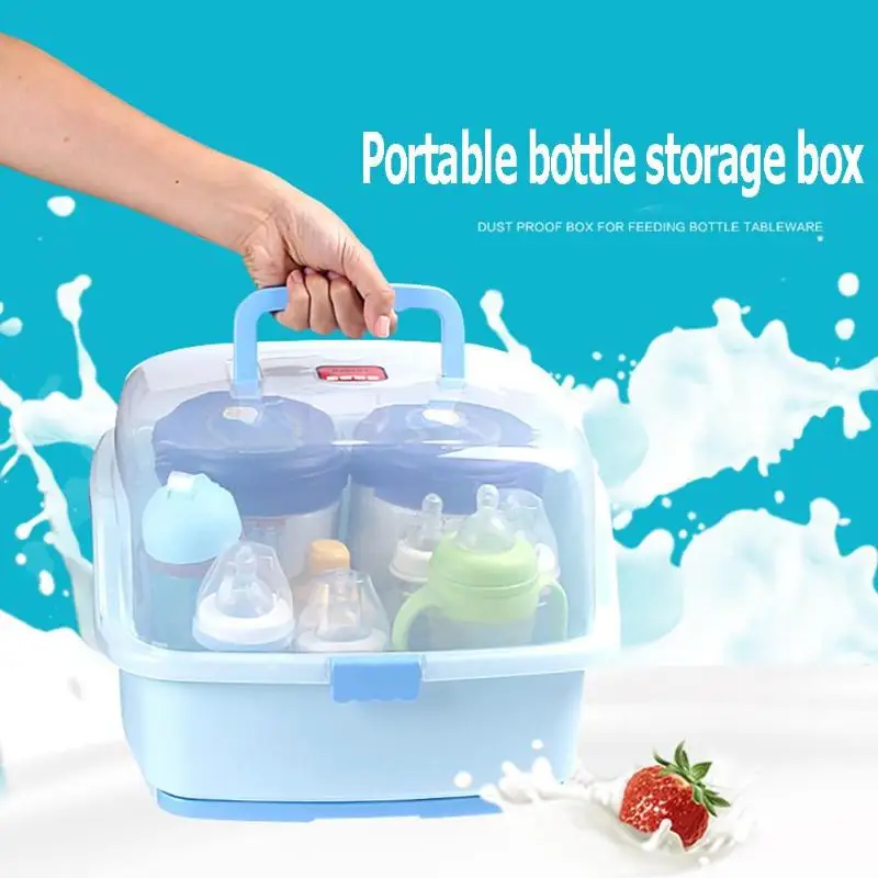 

Portable Baby Bottles Storage Box Drying Rack Plastic Tableware Dry Case Cleaning Dryer Drainer Storage Container