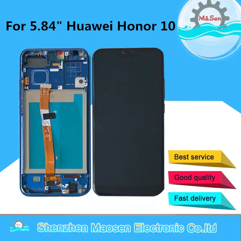 

Original M&Sen For 5.84" Huawei Honor 10 LCD Screen Display+Touch Panel Digitizer With Frame+Fingerprint For Honor 10 Display