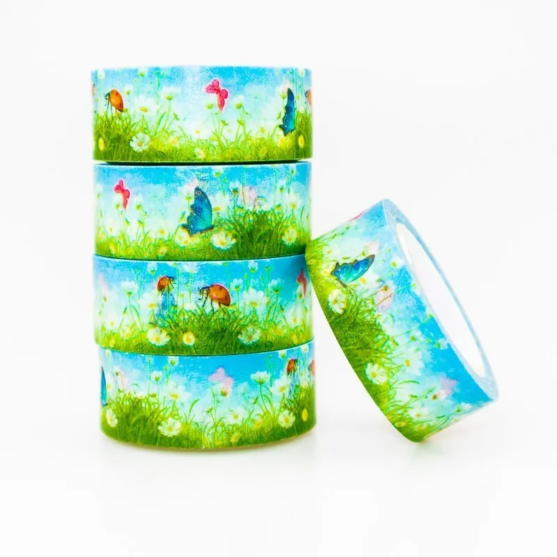 

Colour Spring Landscape Washi masking tape sticky color decorative tape set DIY decoration office stationery scrapbook 1PCS