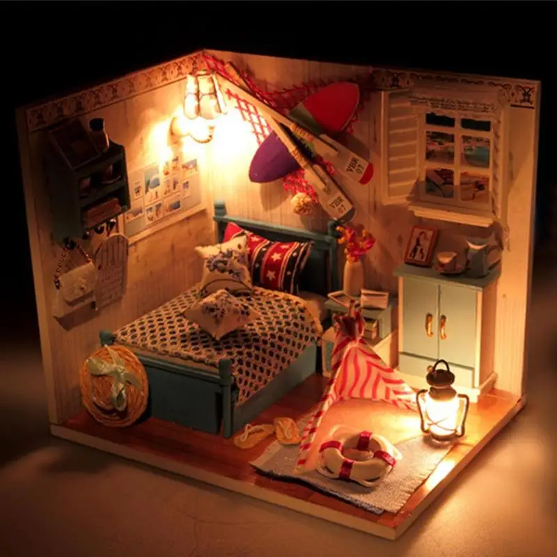 DIY Миниатюрный 3D Деревянный Кукольный дом модель Кукольный домик игрушки пылезащитный чехол для детей подарки на день рождения кукольный дом мебель DIY Дом