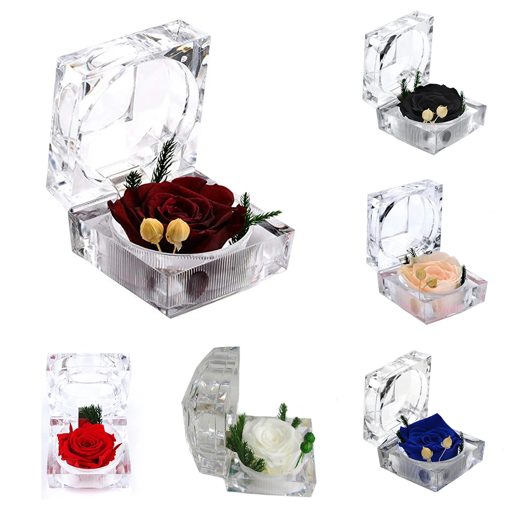 

Decorative Ring Box Valentine's Day Festival Storage Preserved Fresh Flower Birthday Engagement Crystal Gift Display Wedding