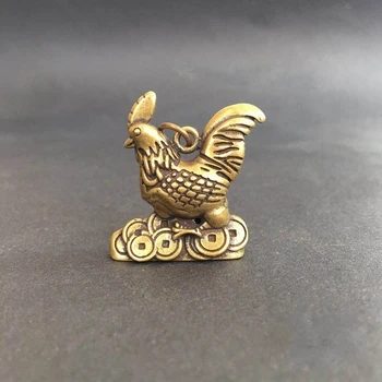 

Collectable Chinese Brass Carved Animal Zodiac Chicken Exquisite Small Pendant Statues