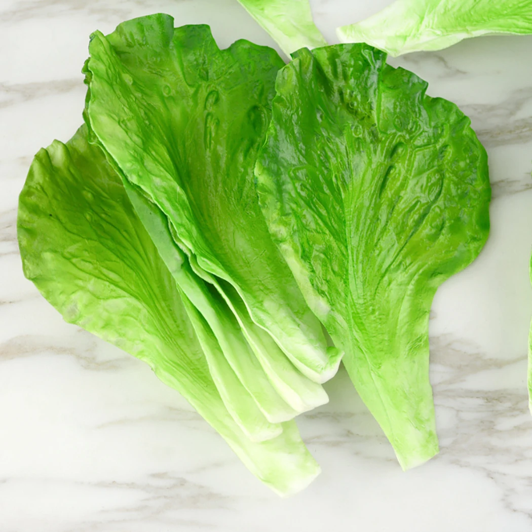 

2pcs Artificial Foods Vegetable PVC Material Fake Vegetable Simulation Green Lettuce Leaves Kids Pretend Play Kitchen Decoration