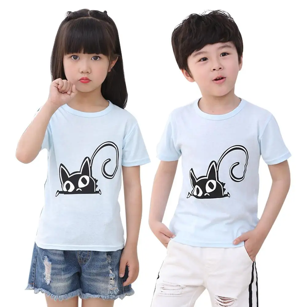 

Kids oys Girls T Shirt for Summer Children Cartoon Print Dog Cat T-Shirts Child Fashion Leisure Cotton Tops Clothing 3-13T