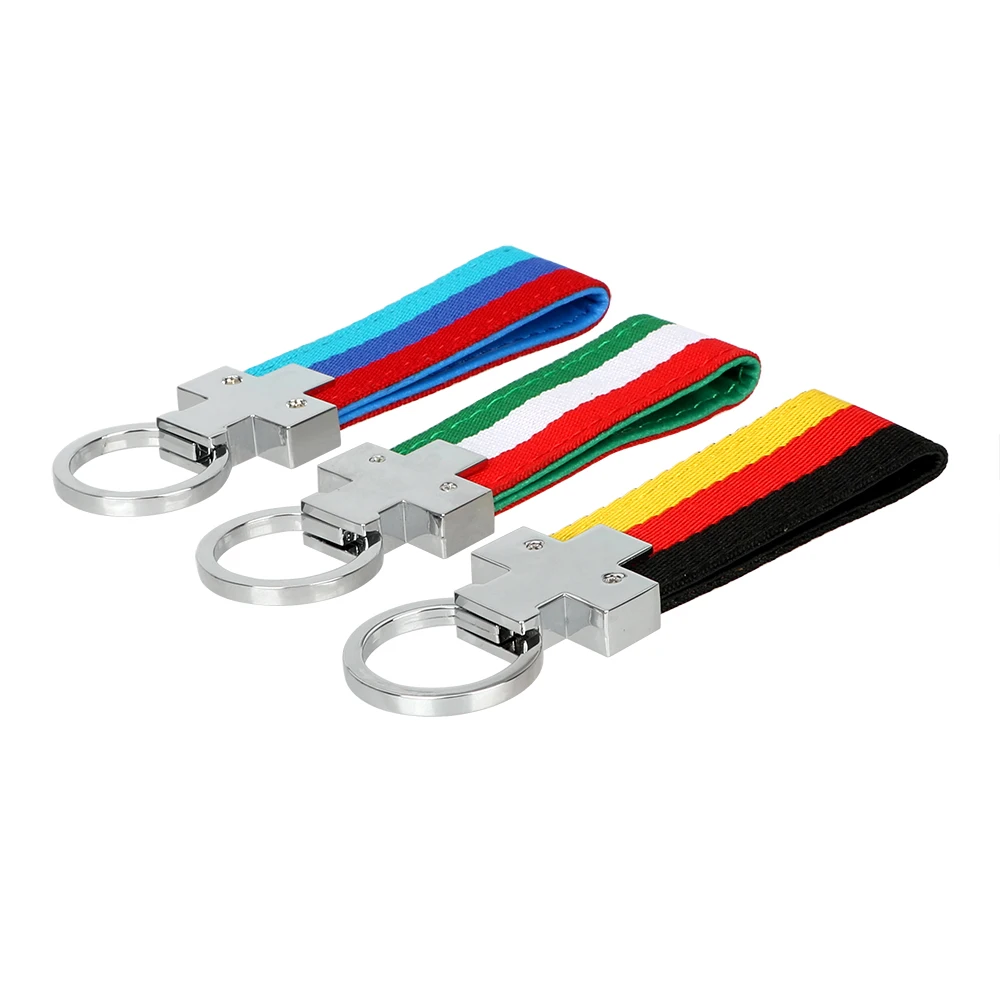

LEEPEE Italy Germany Flag Car Accessories Keychain Outdoor Sport Styling Car Key Ring Metal and Cloth Universal
