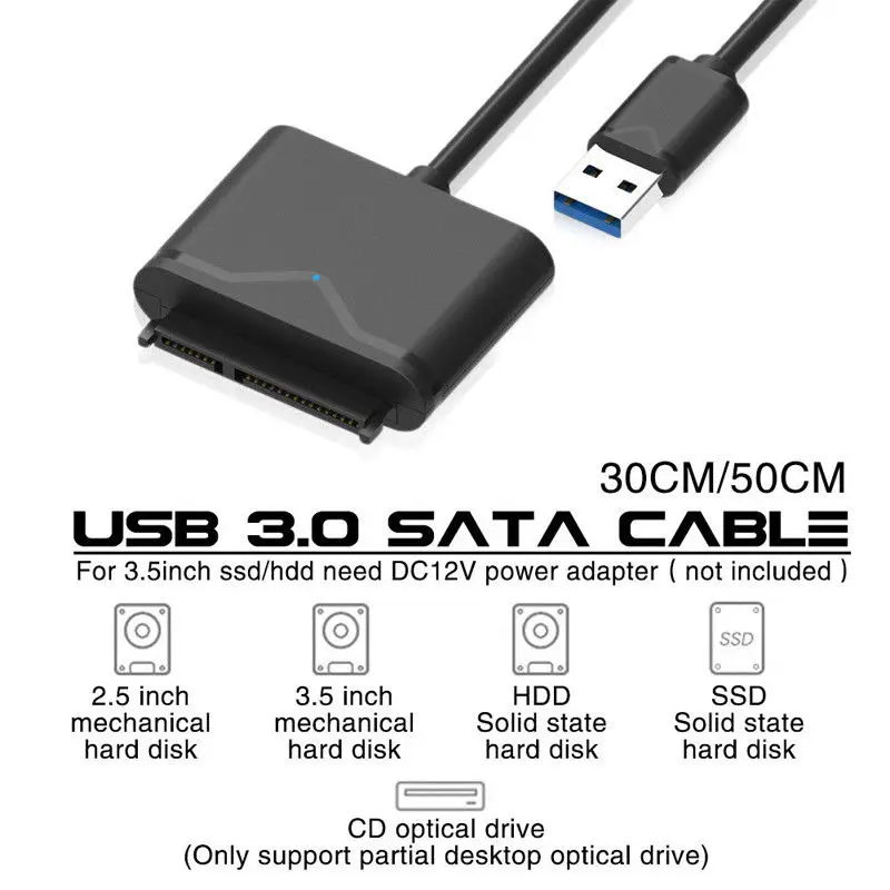 USB 3,0 на SATA 2,5/3,5 "HDD SSD жесткий диск конвертер адаптер питания кабеля