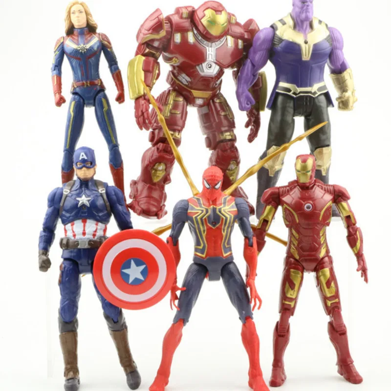

Marvel Legends New 2019 Pvc 17cm 6 in 1 Captain America iron man Spiderman Thanos Movie Avengers Figures Model action Doll Figma