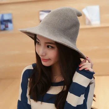 

Modern Witch Hat Made From Fashionable Sheep Wool Halloween Witch Party Hat High Quality Soft Stretchy Thick Warm