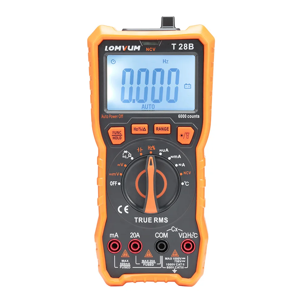 

Lomvum Portable Digital Multimeter Multimetro 6000 Counts Backlight T28B Precision Digital Multimeter AC/DC Voltage Tester