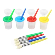 4 цвета непроливающаяся краска бутылки с крышками и 4 штуки разных цветов краски кисти для детей