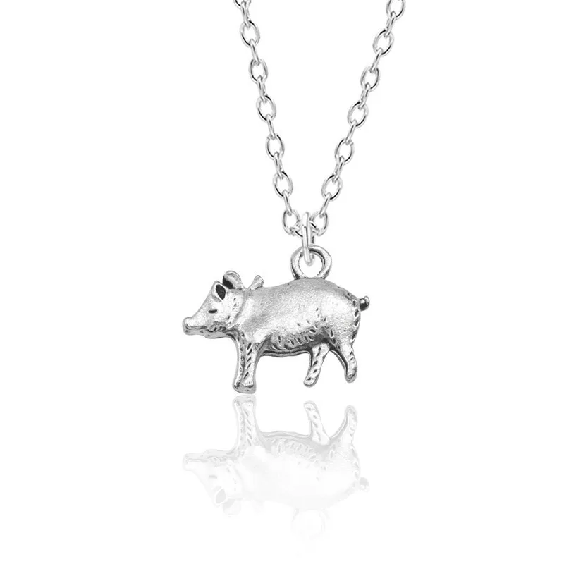 

Hip Hop Punk Necklace Cute Pig Pendant Necklace For Mens Jewelry Unisex Silver Animal Pendants For Boy Birthday Xmas Gift