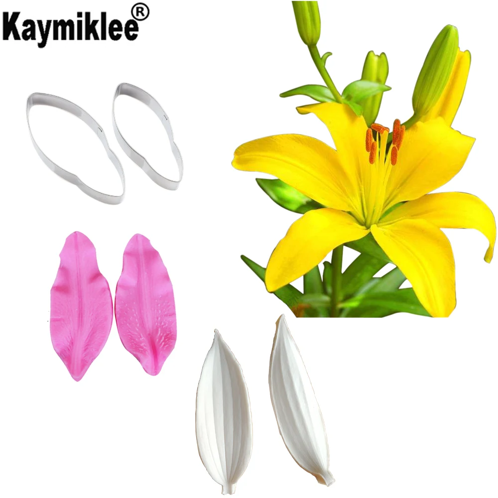 

Lily Petal Veiner Silicone Cake Mold Wedding Cake Decoration Fondant Molds Double Sugarcraft Cake Mold CS250