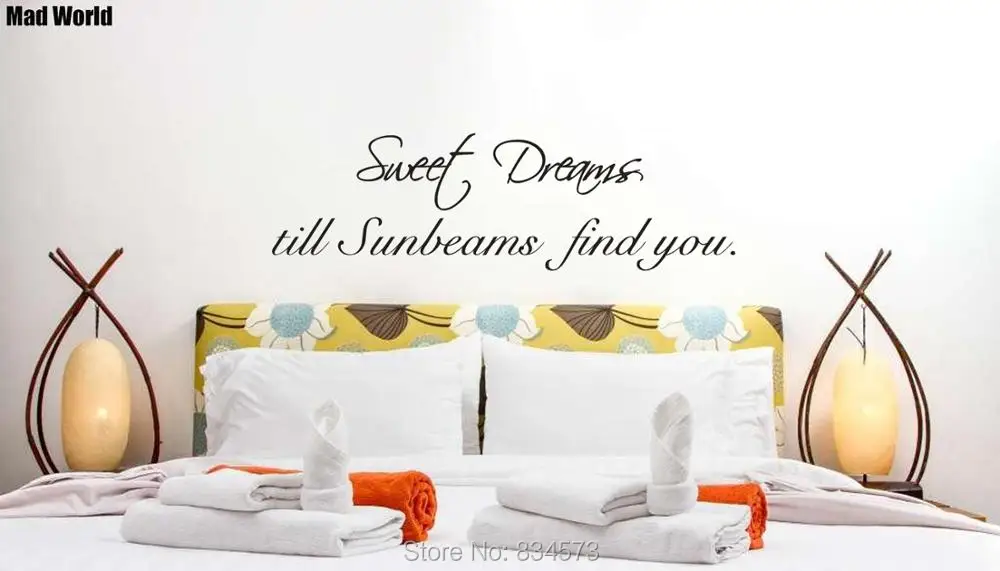 SWEET DREAMS TILL SUNBEAMS FIND BEDROOM QUOTE Wall Art Stickers Decals Home DIY Decoration Removable Decor | Дом и сад