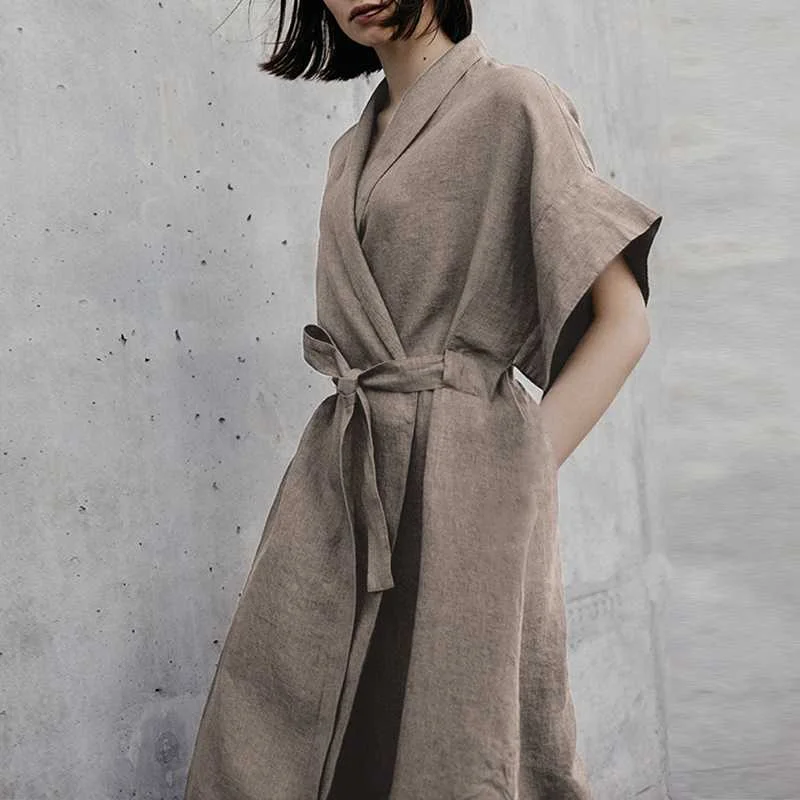 

VONDA Women Vintage Dress 2019 Summer Sexy V Neck Batwing Sleeve Casual Loose Solid Cardigans Female Plus Size Elegant Vestidos