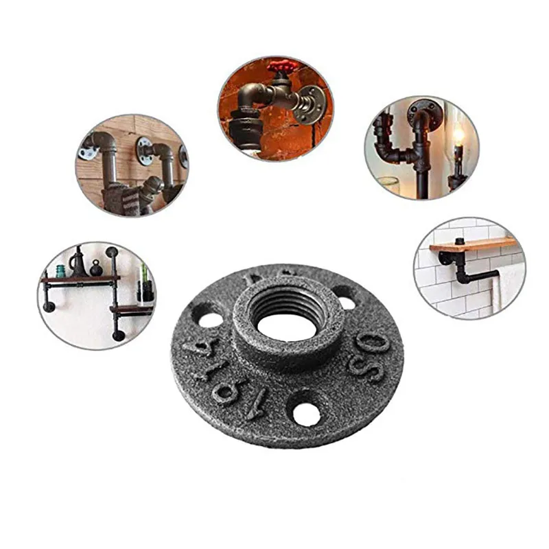 

DN15 1/2" DN20 3/4" Cast Iron Flanges Malleable Iron Industrial Pipe Fittings Exhaust Wall Mount Floor Flange Piece