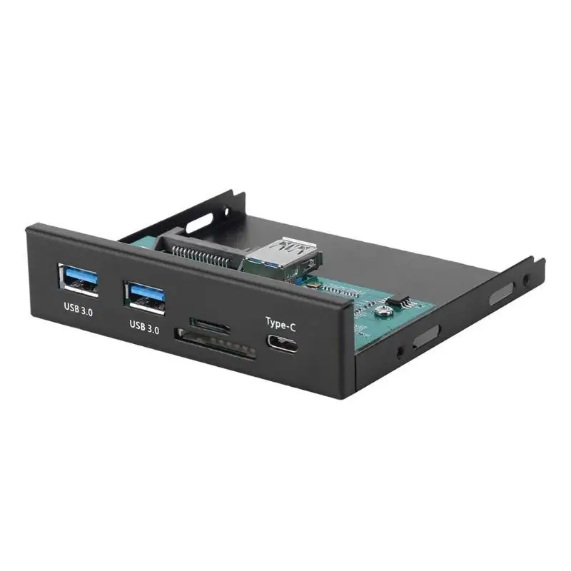 

VODOOL 5.25inch 3.5inch Internal Card Reader Media Type-C+2 x USB 3.0 Port Hub Dashboard PC Front Panel with USB Power Cable