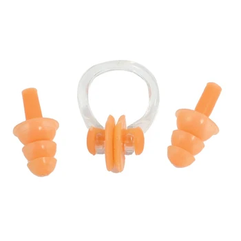 

Orange Nose Clip Silicone Earplugs Set for Swim Swimming