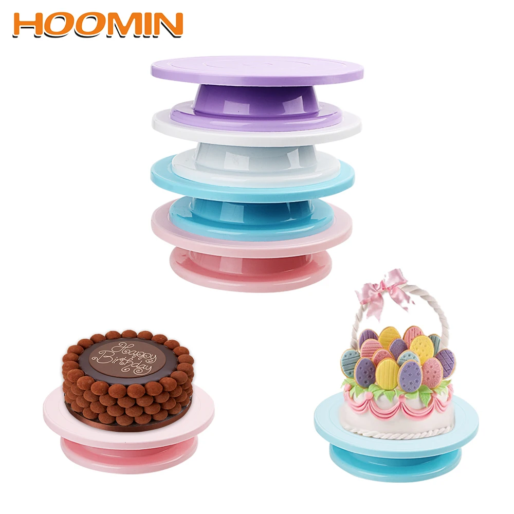 

HOOMIN Rotating Cake Plate Round Cake Decorating Rotary Table Cake Swivel Base Turntable Stand Kitchen Baking Tool